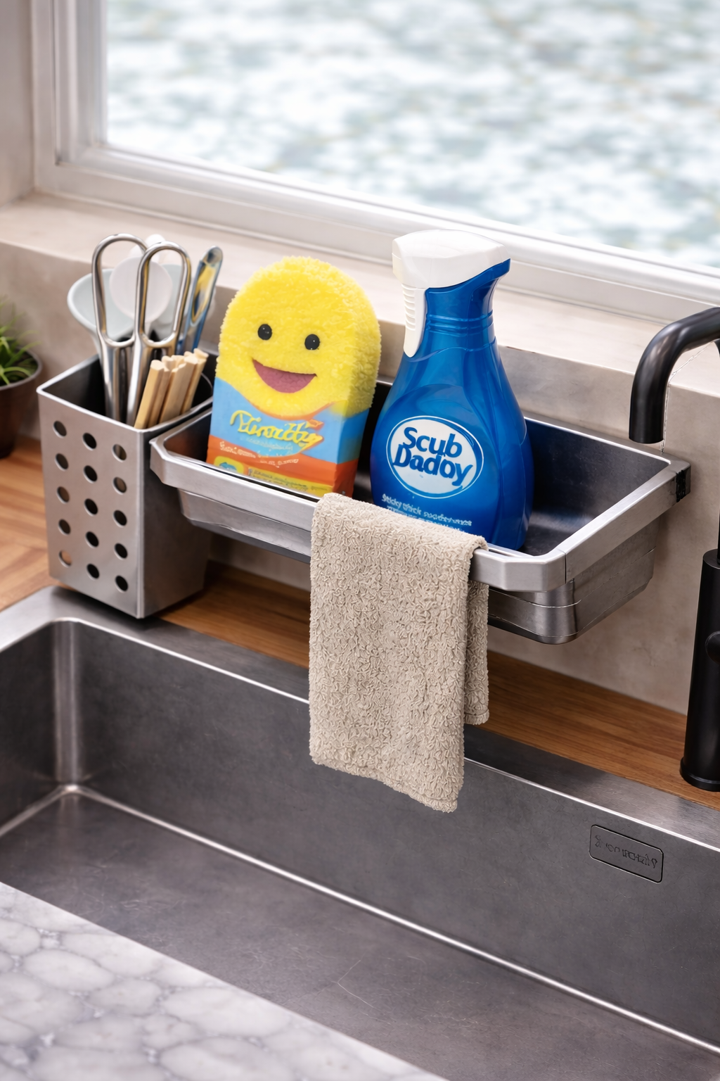 Kitchen Sink Rag Holder – Dishcloth Drain Rack for Storage & Organization