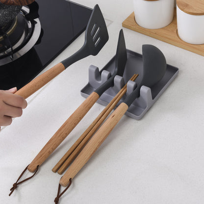 Multifunction Spatula & Spoon Rest Rack – Drip-Free Counter Storage