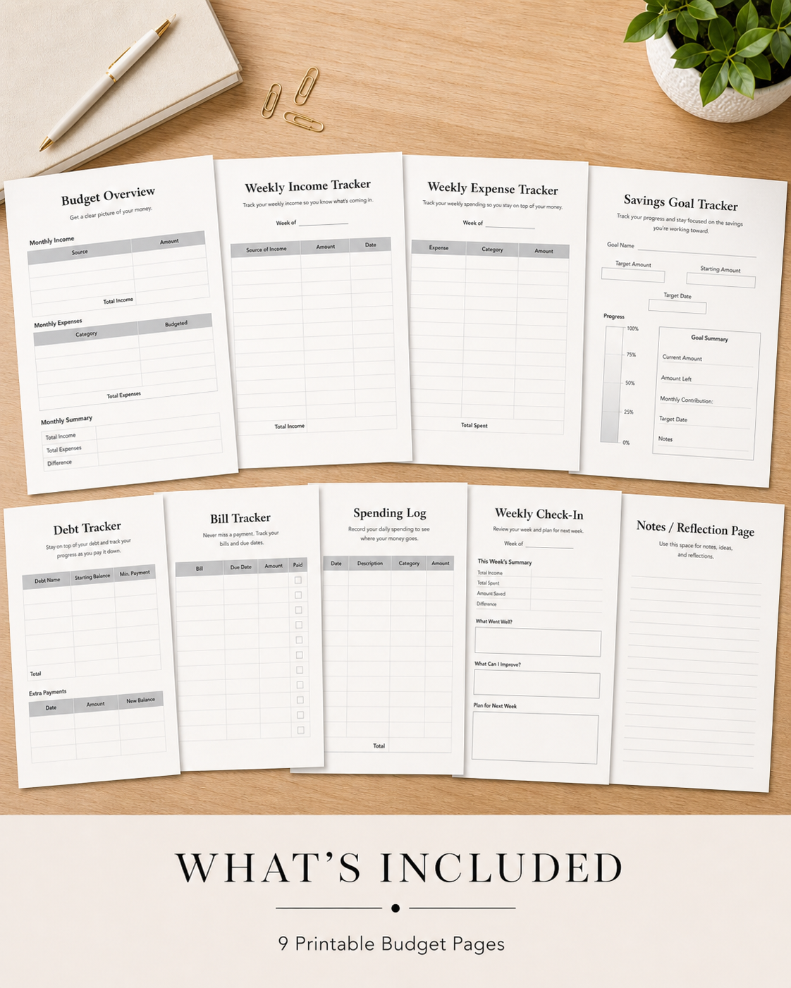 9 Page Budget Bundle